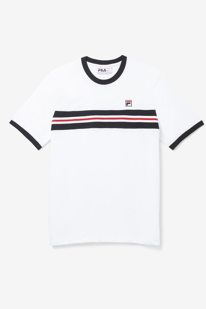 Fila Silver White T-Shirt Mens - NZ 19234-SQJX